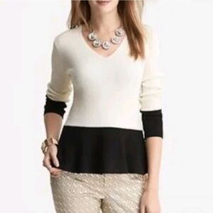 Banana Republic Italian Yarn Colorblock Peplum Sweater Top Size Large